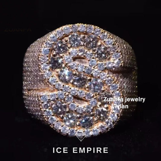 Iced Out 925 Silver Moissanite Ring