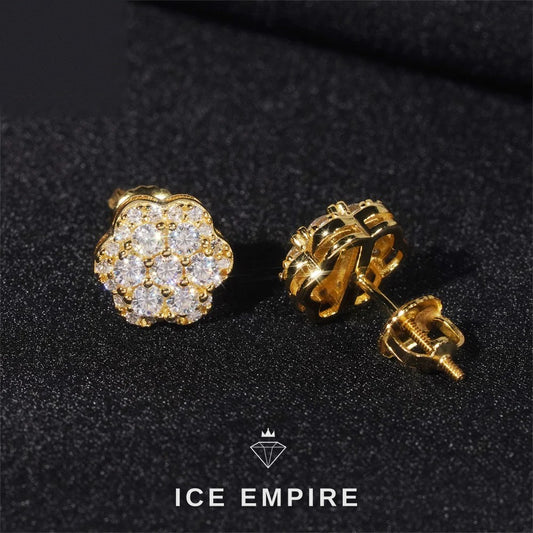 Iced Out Cluster Rose Gold Plated Lab Grown Diamond Earrings