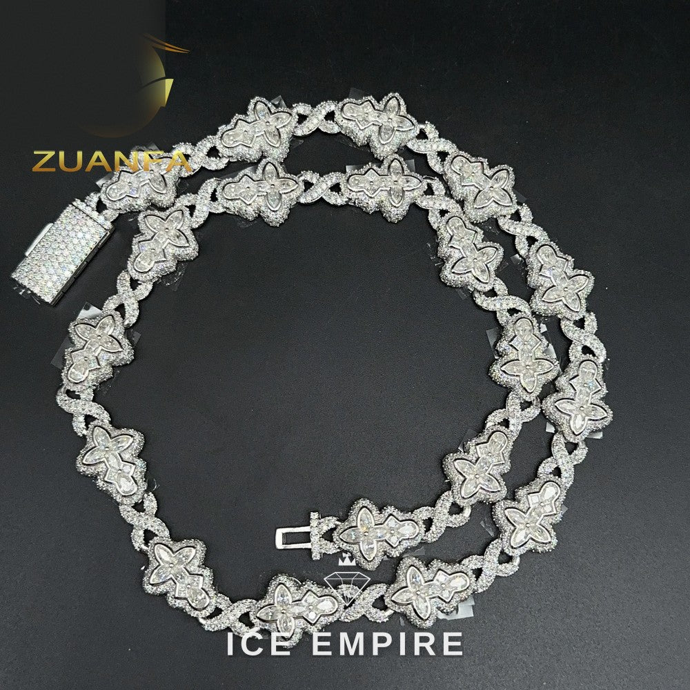 Iced Out Cross Rose Gold Plated Moissanite Cuban Chain