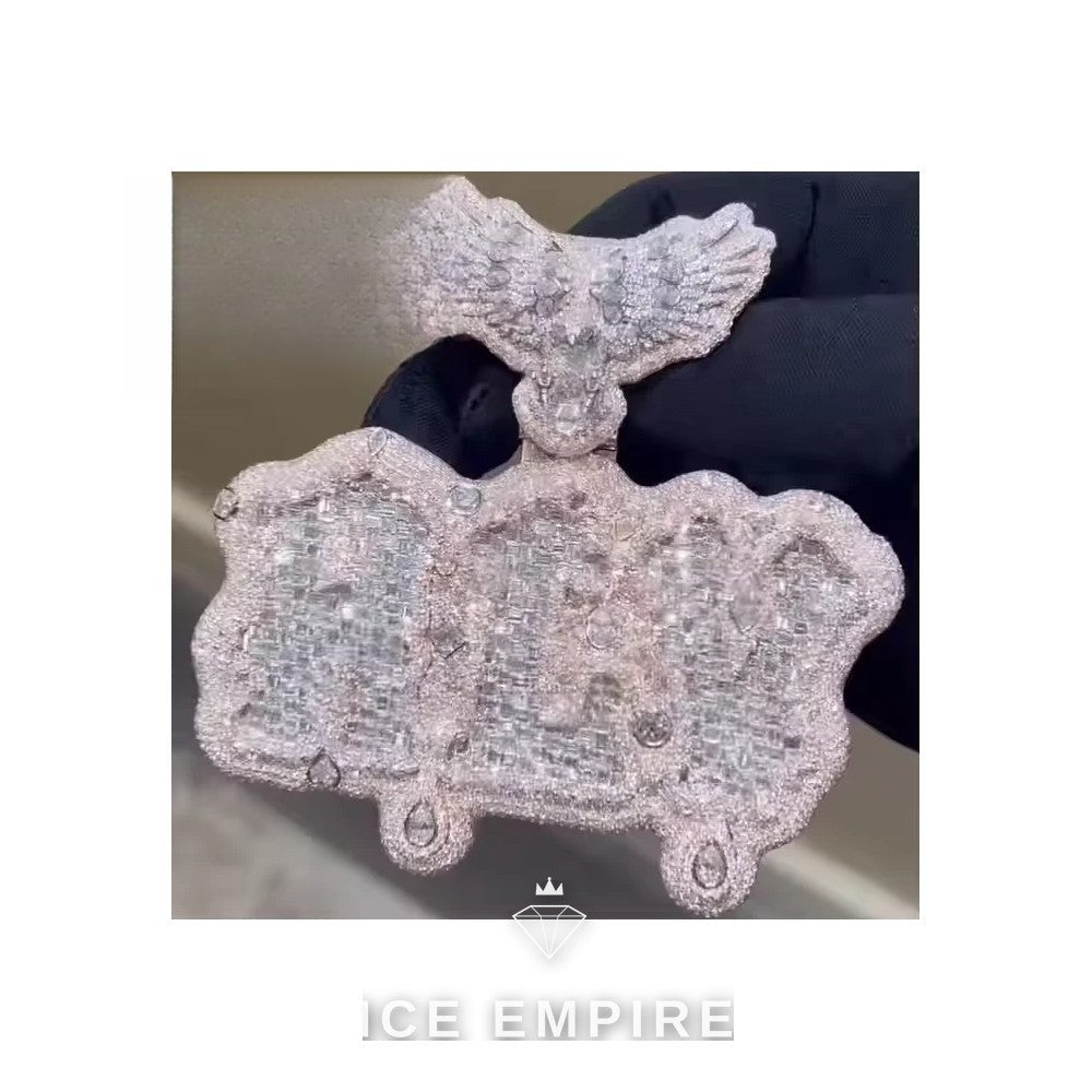 Iced Out Baguette Rose Gold Plated Moissanite Pendant