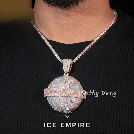 Iced Out Baguette Rose Gold Plated Moissanite Cuban Chain