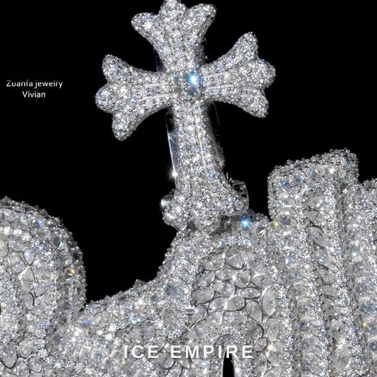 Iced Out Cross 925 Silver Moissanite Pendant