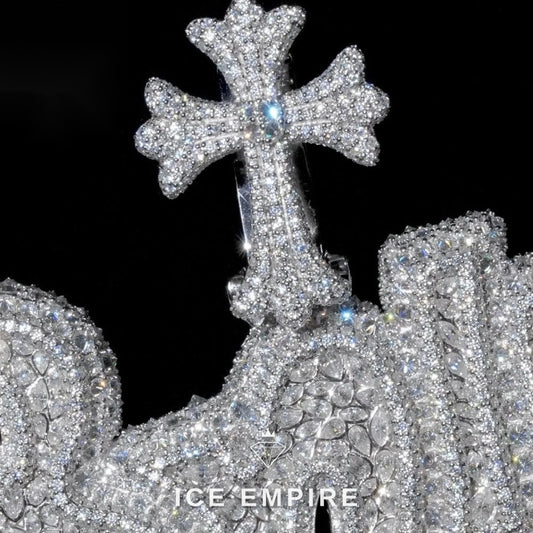 Iced Out Cross 925 Silver Moissanite Pendant