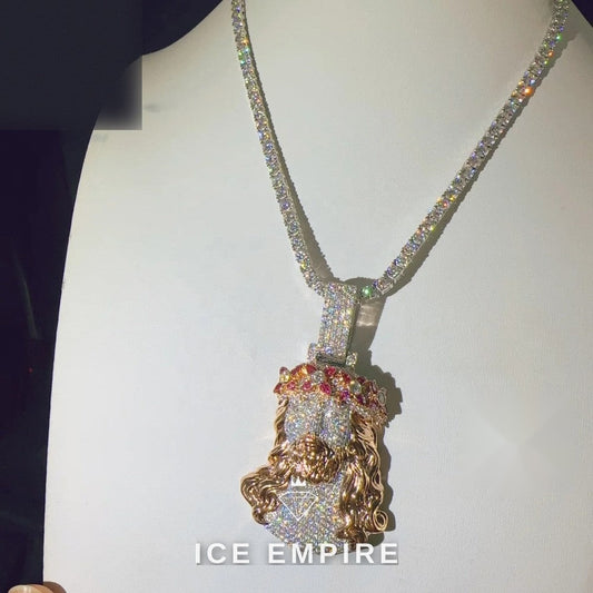 Iced Out Cross 925 Silver Moissanite Pendant