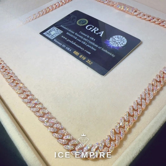 Iced Out Rose Gold Plated Moissanite Cuban Chain