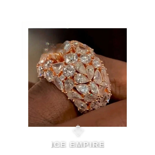 Iced Out Cluster 925 Silver Moissanite Ring