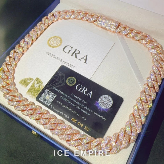 Iced Out Rose Gold Plated Moissanite Cuban Chain