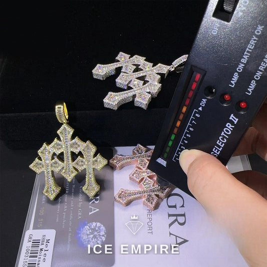 Iced Out Cross 925 Silver Pendant