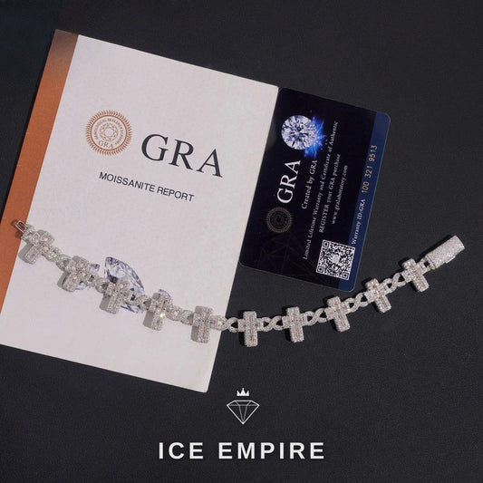 Iced Out Cross Rose Gold Plated Moissanite Cuban Chain