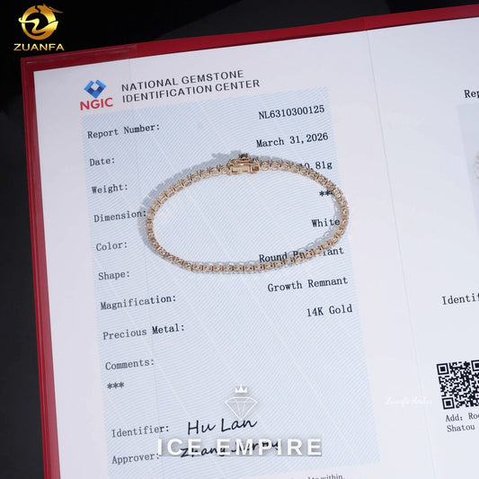 Iced Out 14K Gold Lab Grown Diamond Tennis Bracelet