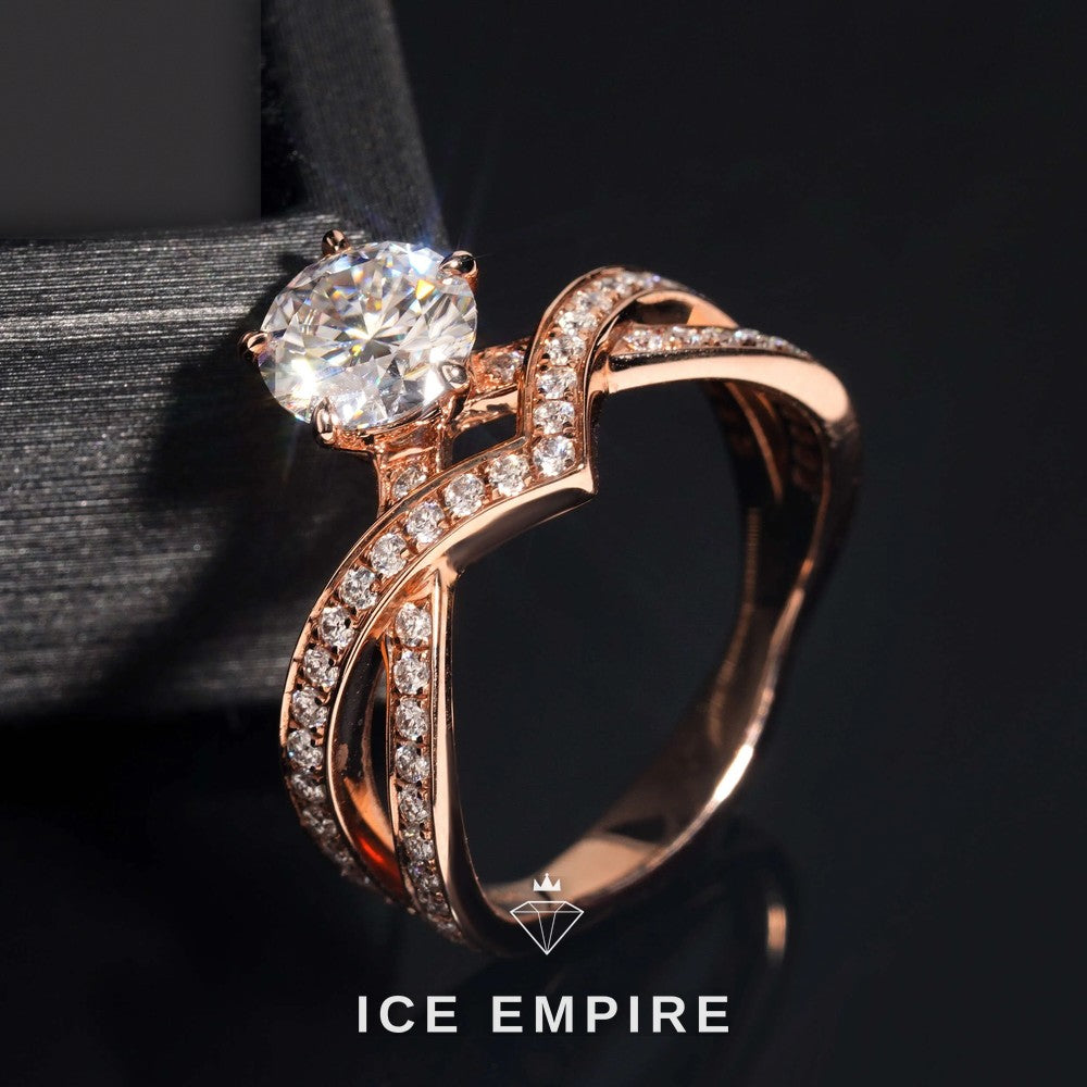 Iced Out 14K Gold Moissanite Wedding Band