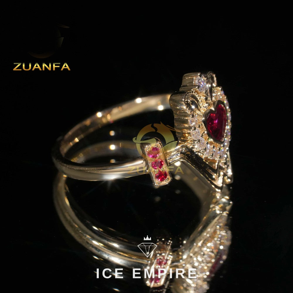 Iced Out Heart 14K Gold Wedding Band