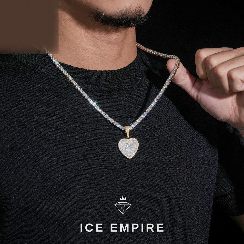 Iced Out Heart 925 Silver Moissanite Pendant