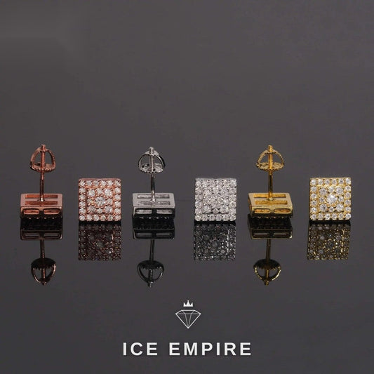 Iced Out 925 Silver Moissanite Stud Earrings