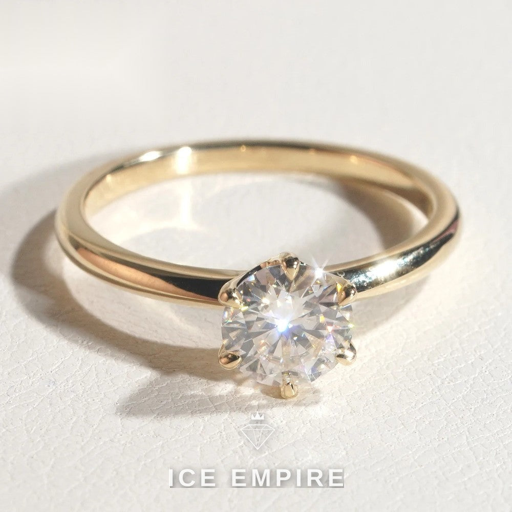 Iced Out 10K Gold Moissanite Engagement Ring
