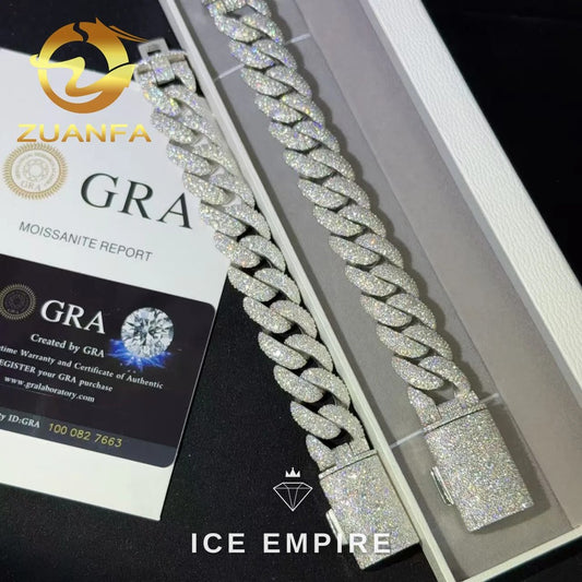 Iced Out 925 Silver Moissanite Cuban Chain