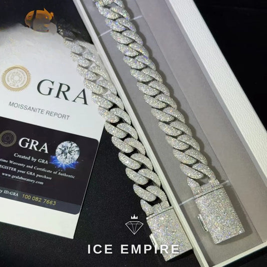 Iced Out 925 Silver Moissanite Cuban Chain