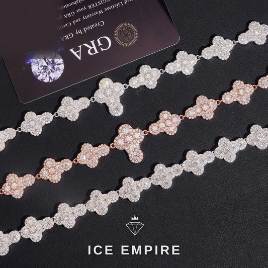 Iced Out Cross Rose Gold Plated Moissanite Cuban Chain