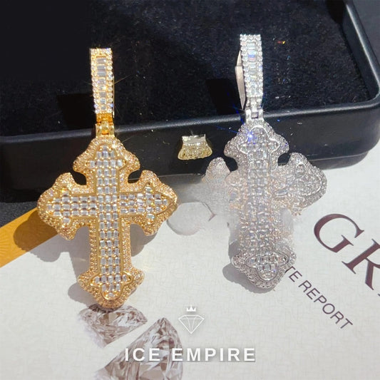 Iced Out Baguette 925 Silver Pendant