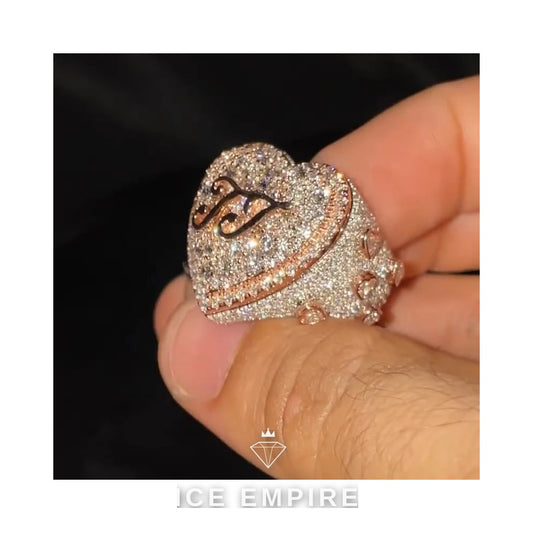 Iced Out Heart Gold Plated Moissanite Ring