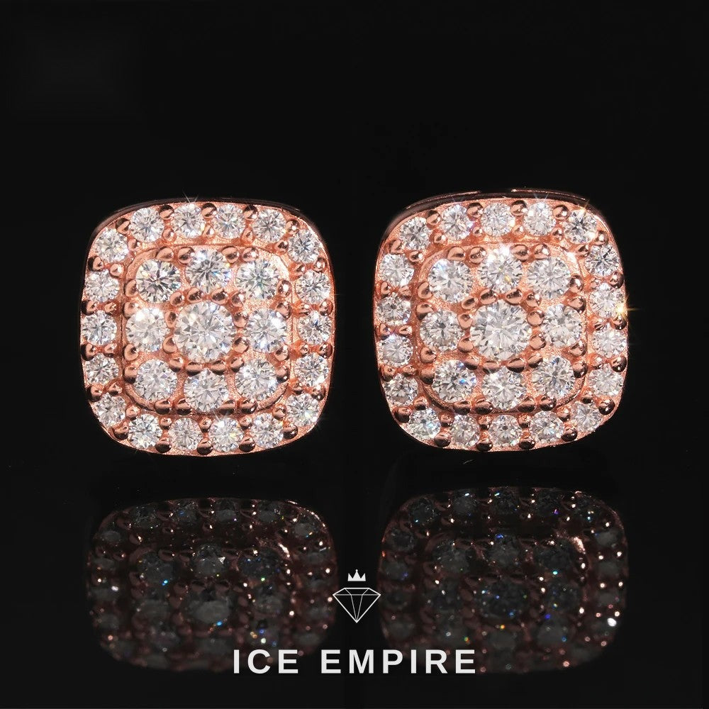 Iced Out 18K Gold Moissanite Stud Earrings