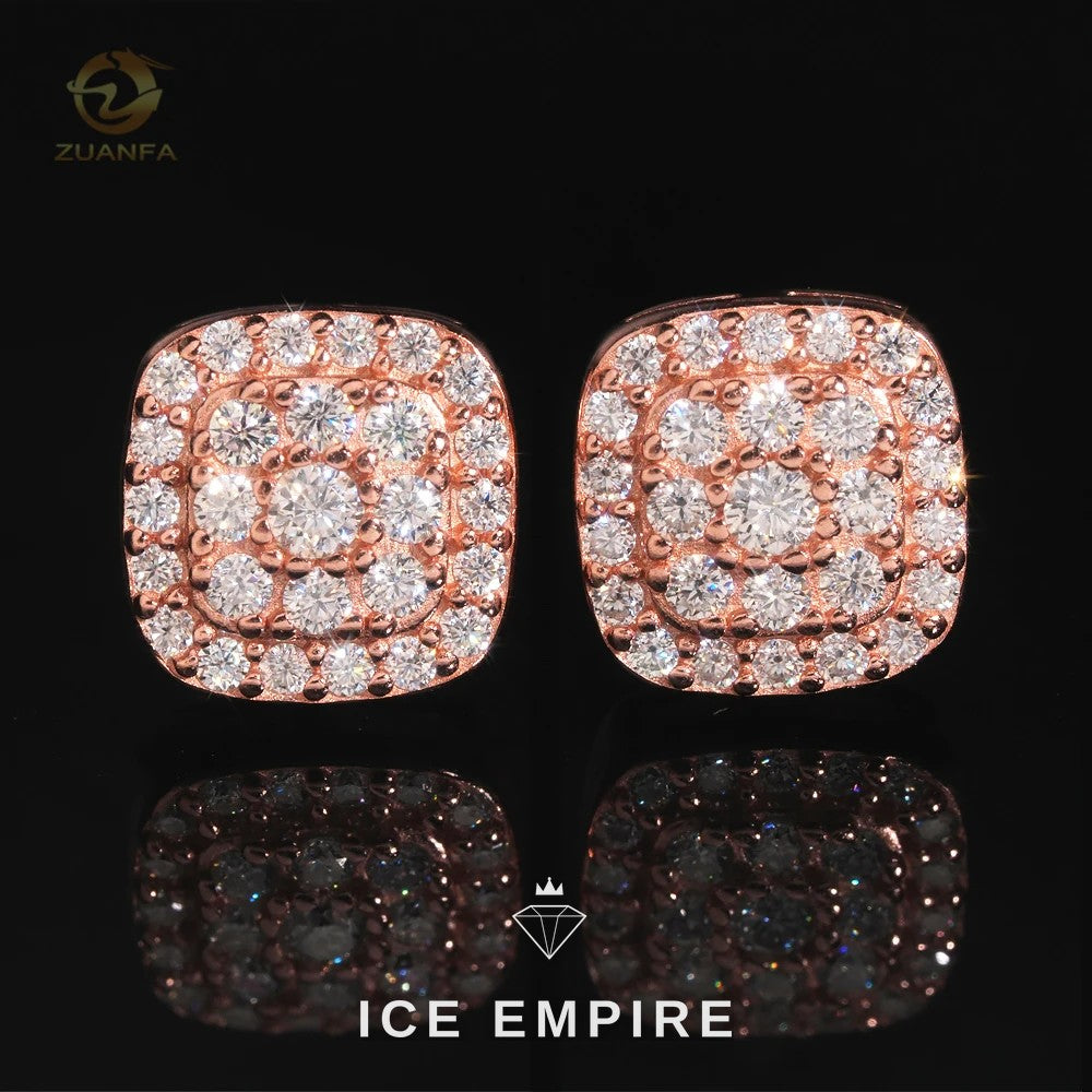 Iced Out 18K Gold Moissanite Stud Earrings