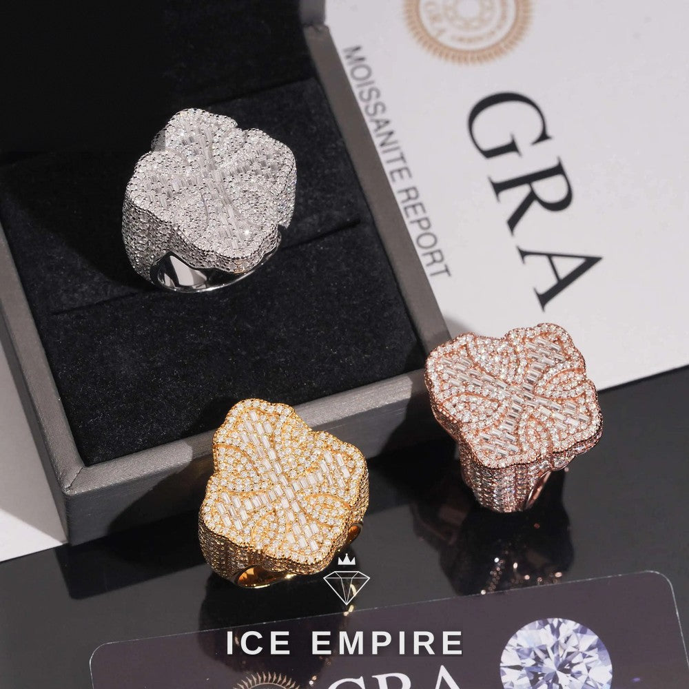 Iced Out Baguette 925 Silver Moissanite Ring