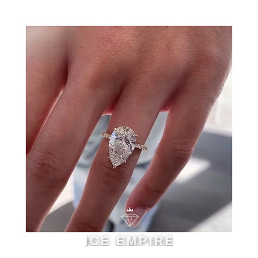 Iced Out 10K Gold Moissanite Engagement Ring
