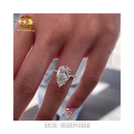 Iced Out 10K Gold Moissanite Engagement Ring