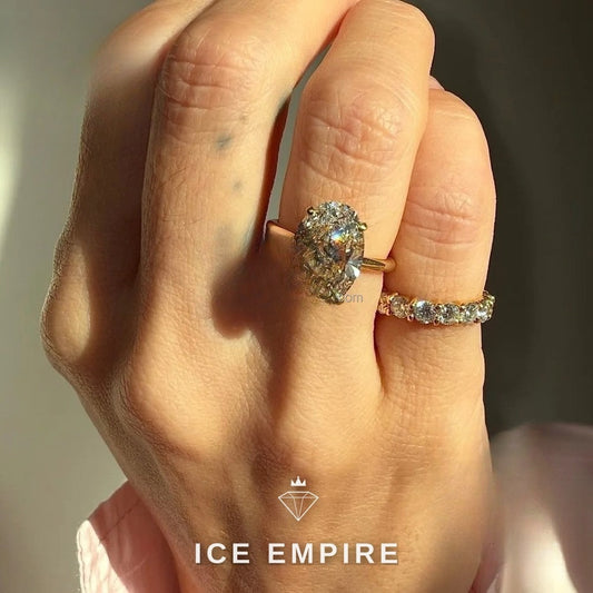 Iced Out 14K Gold Lab Grown Diamond Engagement Ring