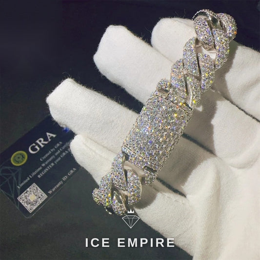Iced Out 925 Silver Moissanite Cuban Chain