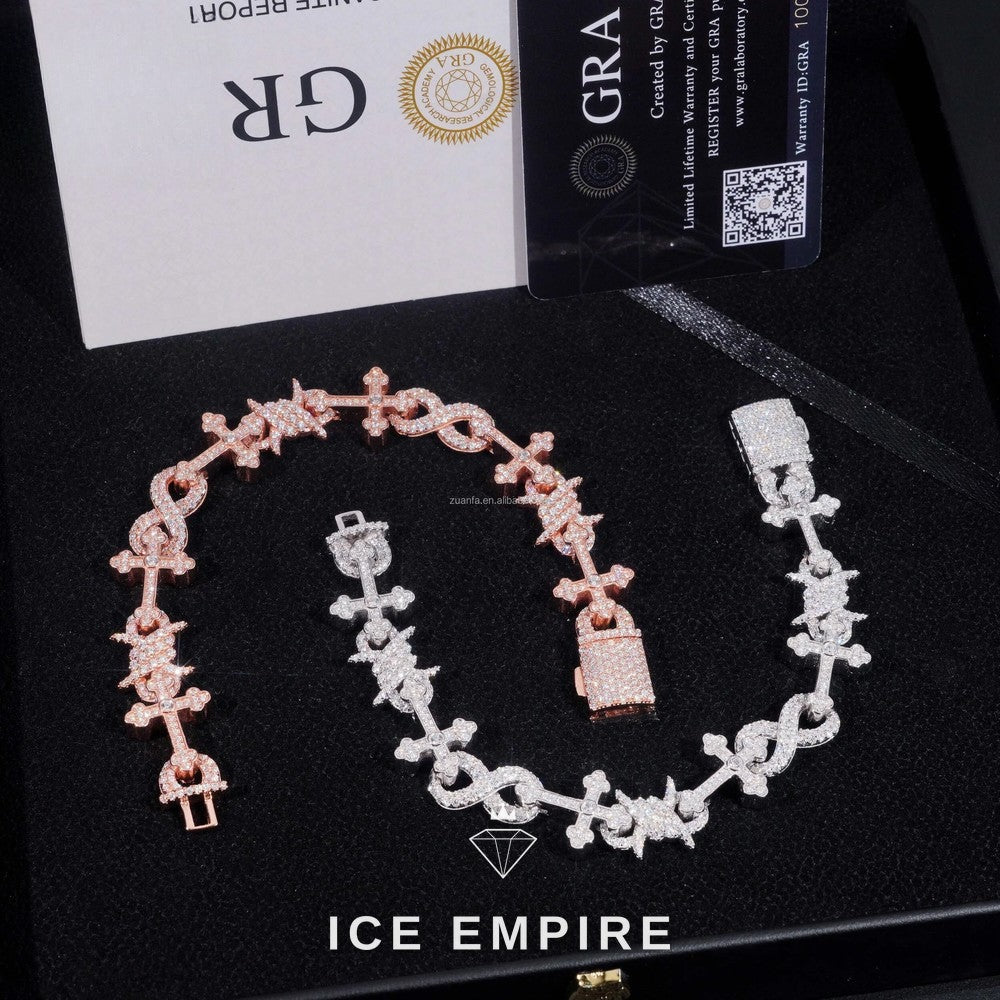 Iced Out Cross 925 Silver Moissanite Cuban Chain