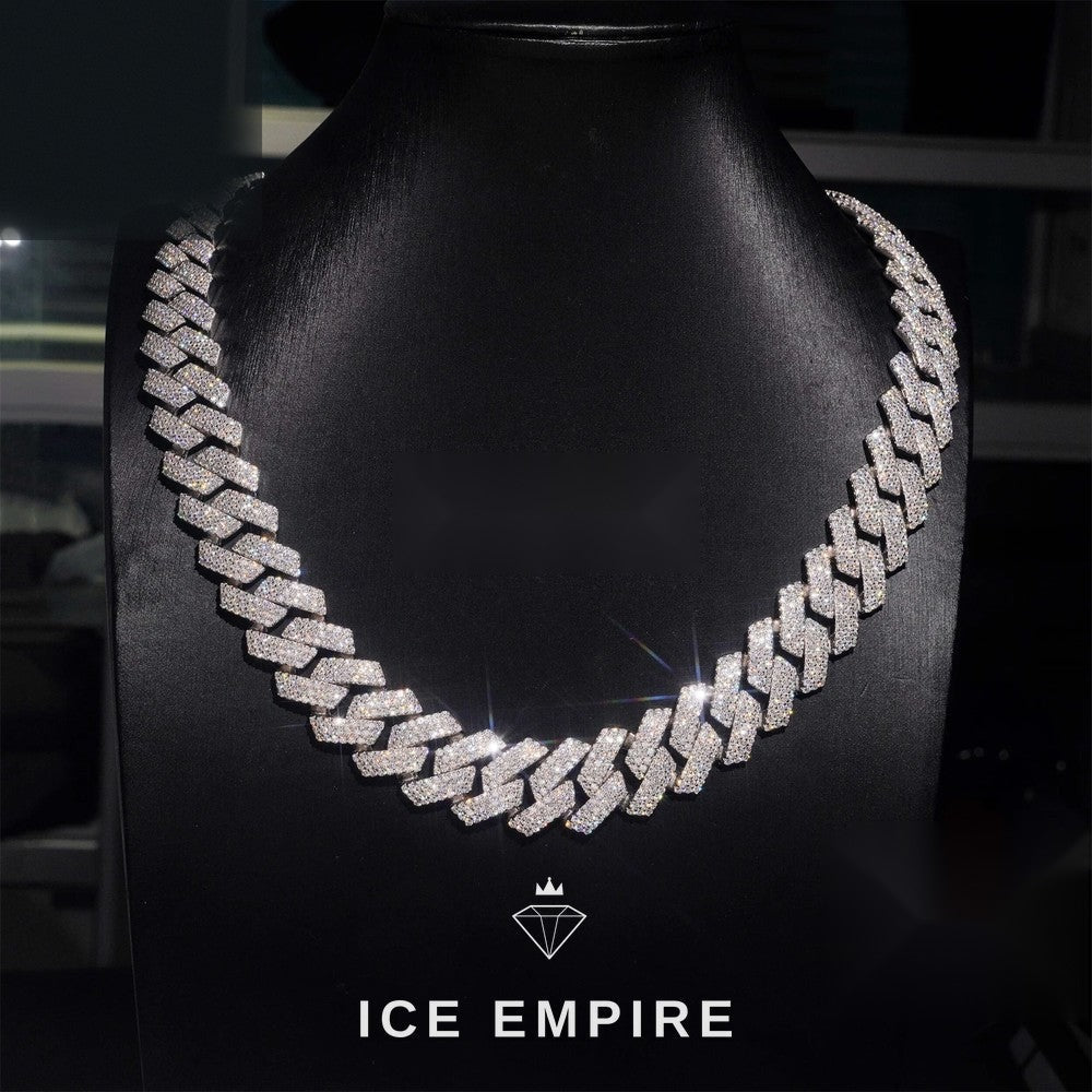 Iced Out 925 Silver Moissanite Cuban Chain