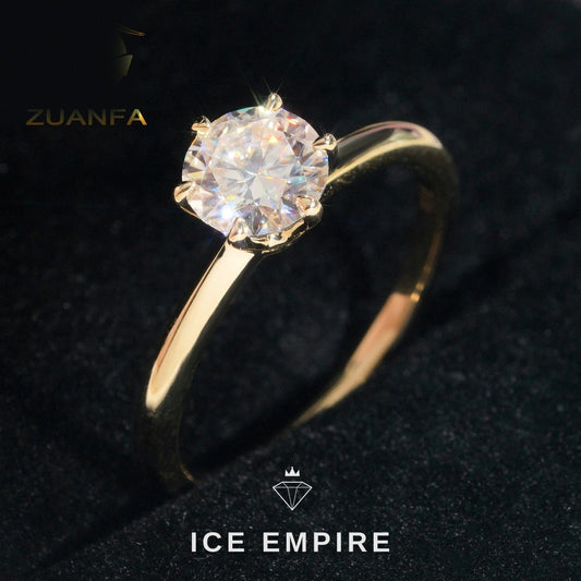 Iced Out 10K Gold Moissanite Engagement Ring