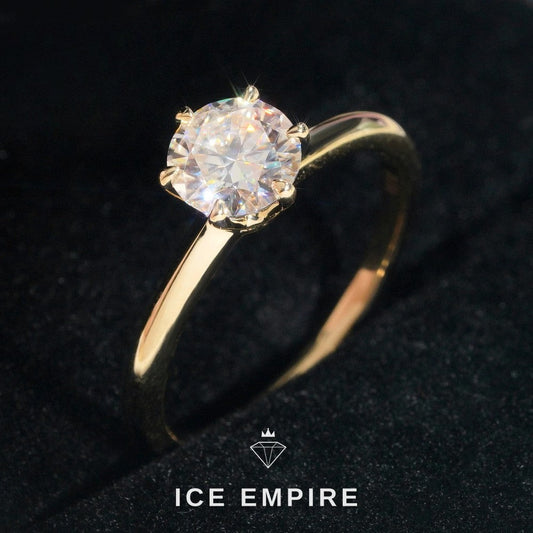 Iced Out 10K Gold Moissanite Engagement Ring