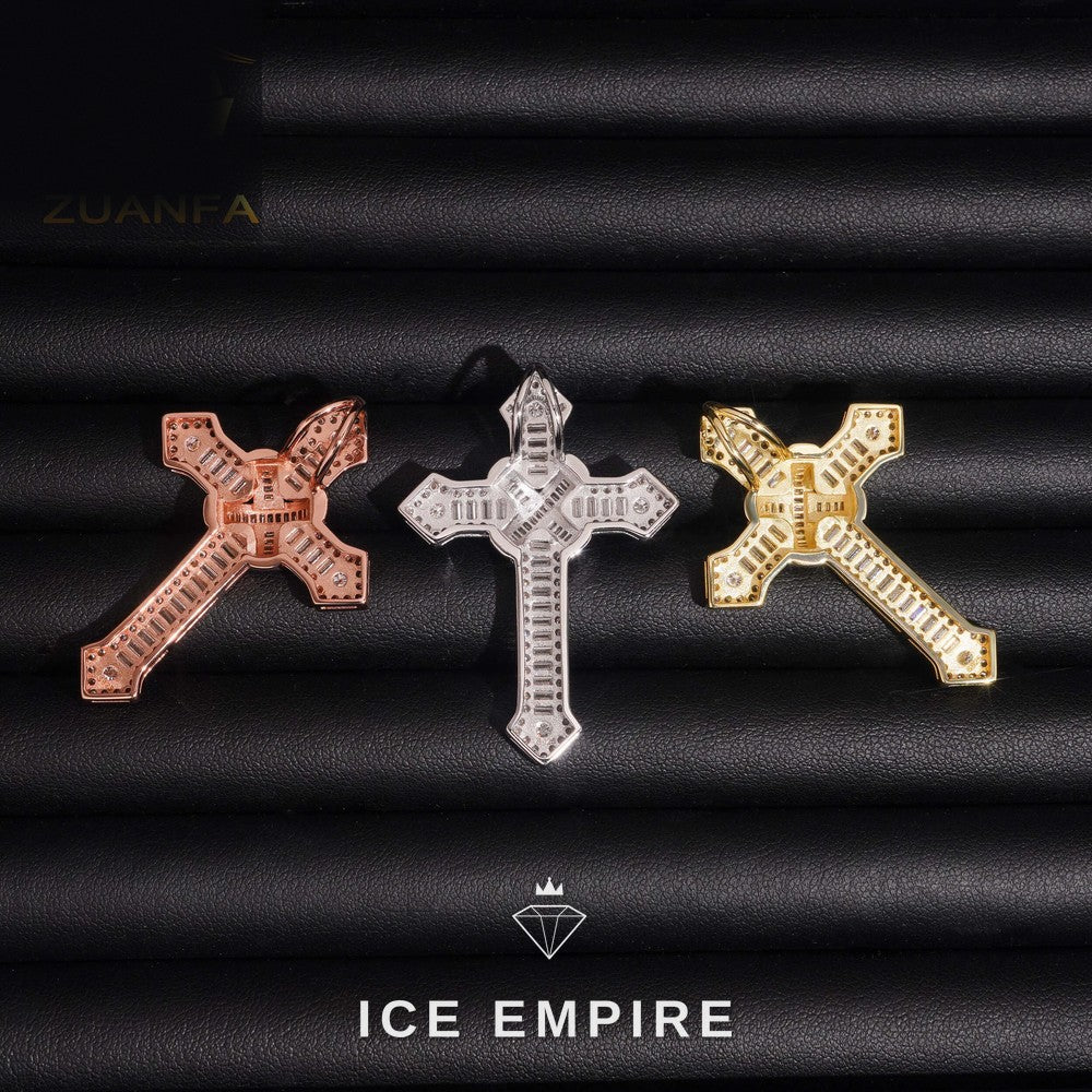 Iced Out Cross 925 Silver Pendant