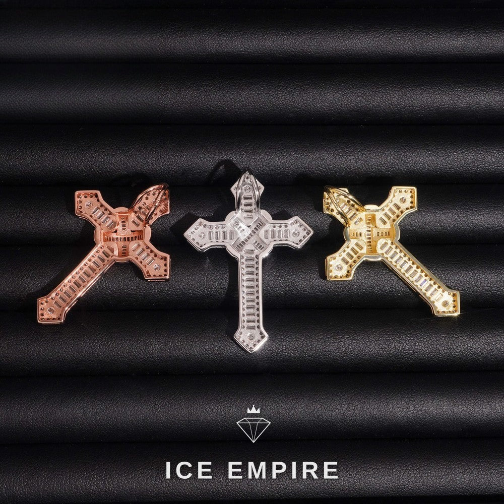 Iced Out Cross 925 Silver Pendant