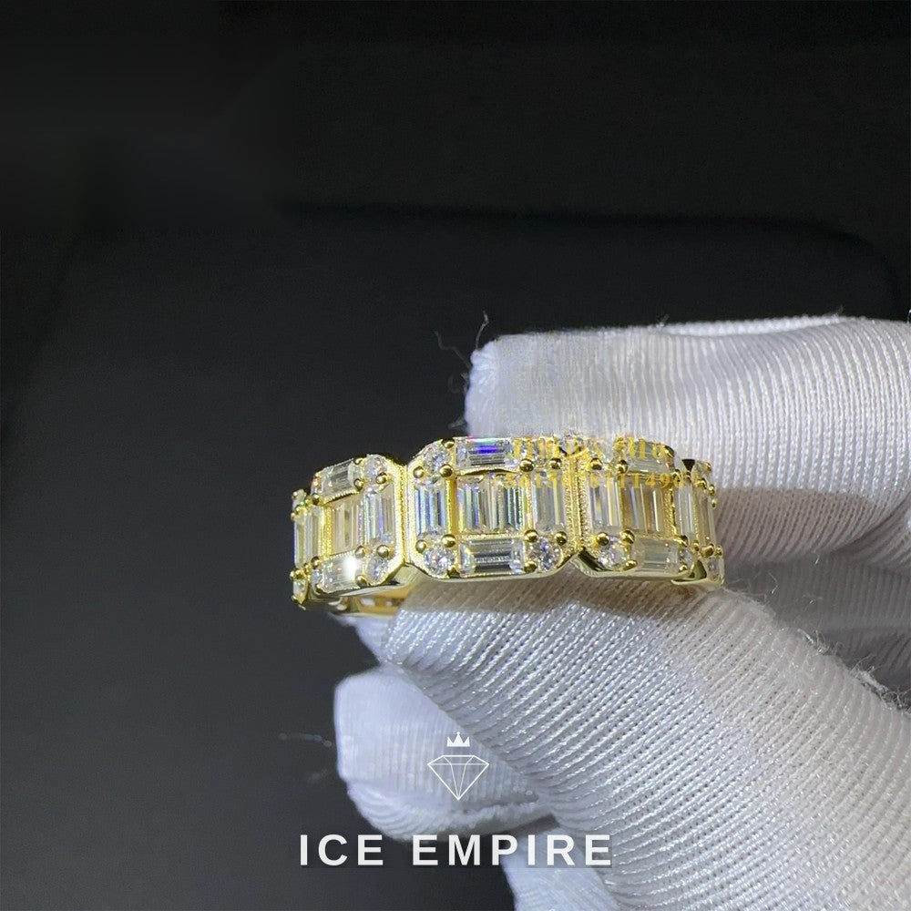 Iced Out Baguette Gold Plated Moissanite Ring