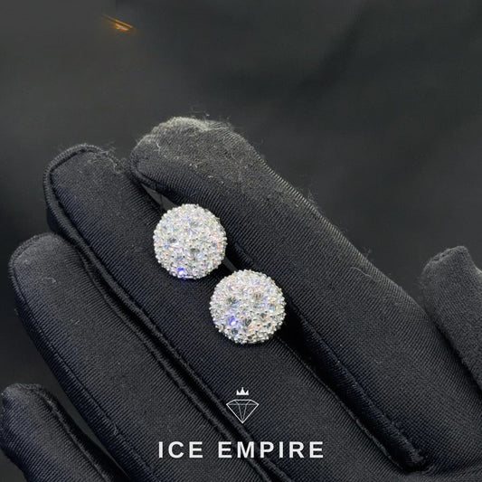 Iced Out 925 Silver Moissanite Stud Earrings