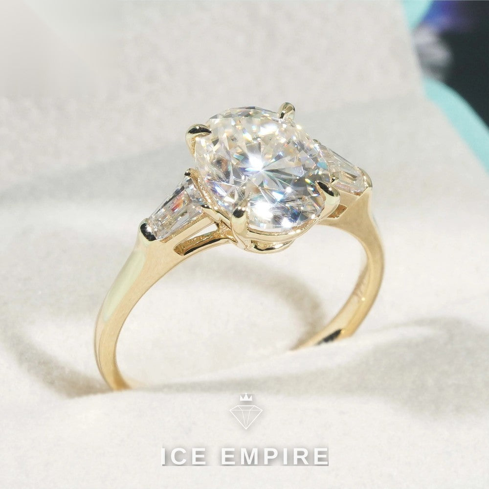 Iced Out Gold Plated Moissanite Engagement Ring