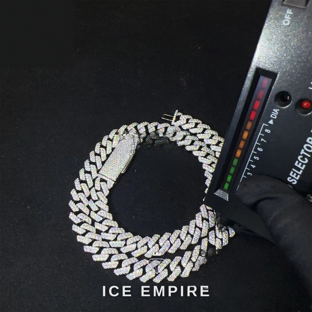 Iced Out 925 Silver Moissanite Cuban Chain