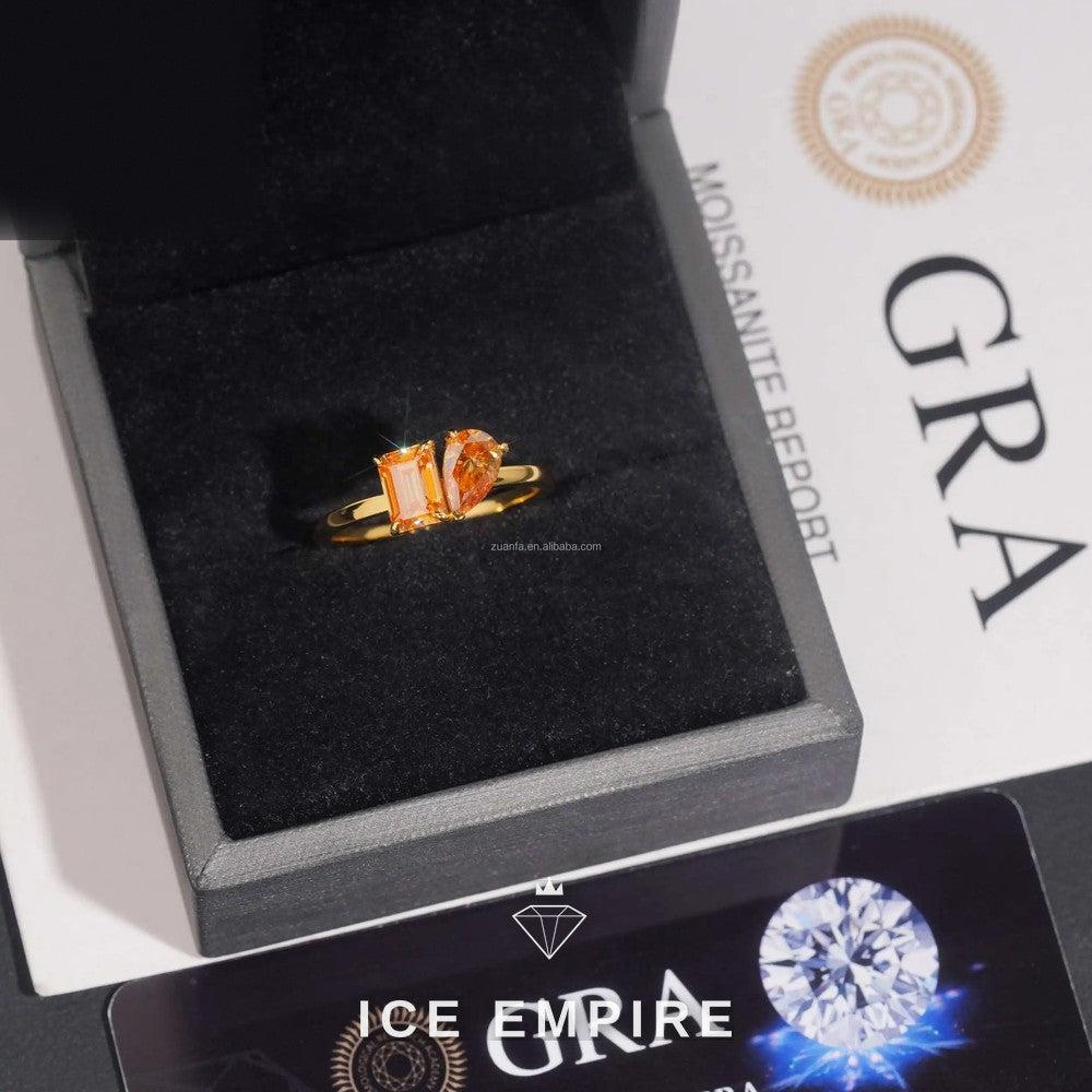 Iced Out 925 Silver Moissanite Engagement Ring