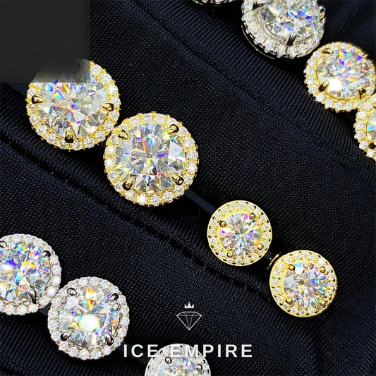 Iced Out 925 Silver Moissanite Stud Earrings