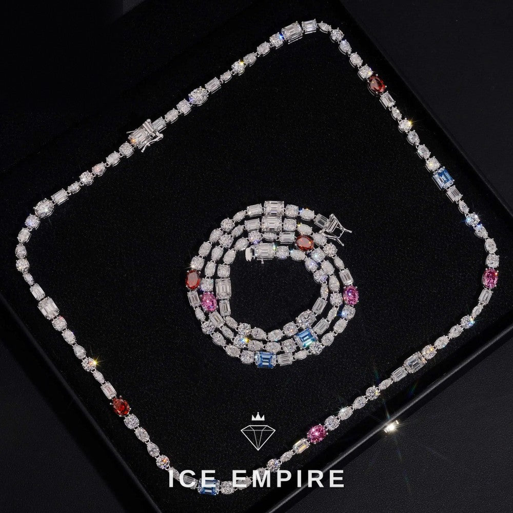Iced Out Baguette Rose Gold Plated Moissanite Cuban Chain
