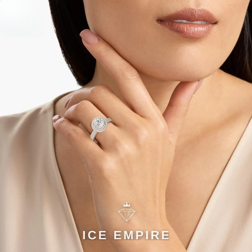Iced Out 14K Gold Moissanite Engagement Ring