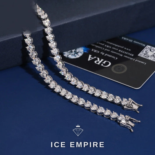 Iced Out Heart 925 Silver Moissanite Tennis Bracelet