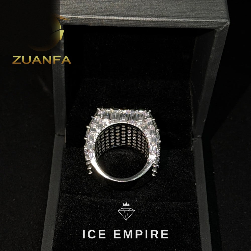 Iced Out Baguette 925 Silver Moissanite Ring