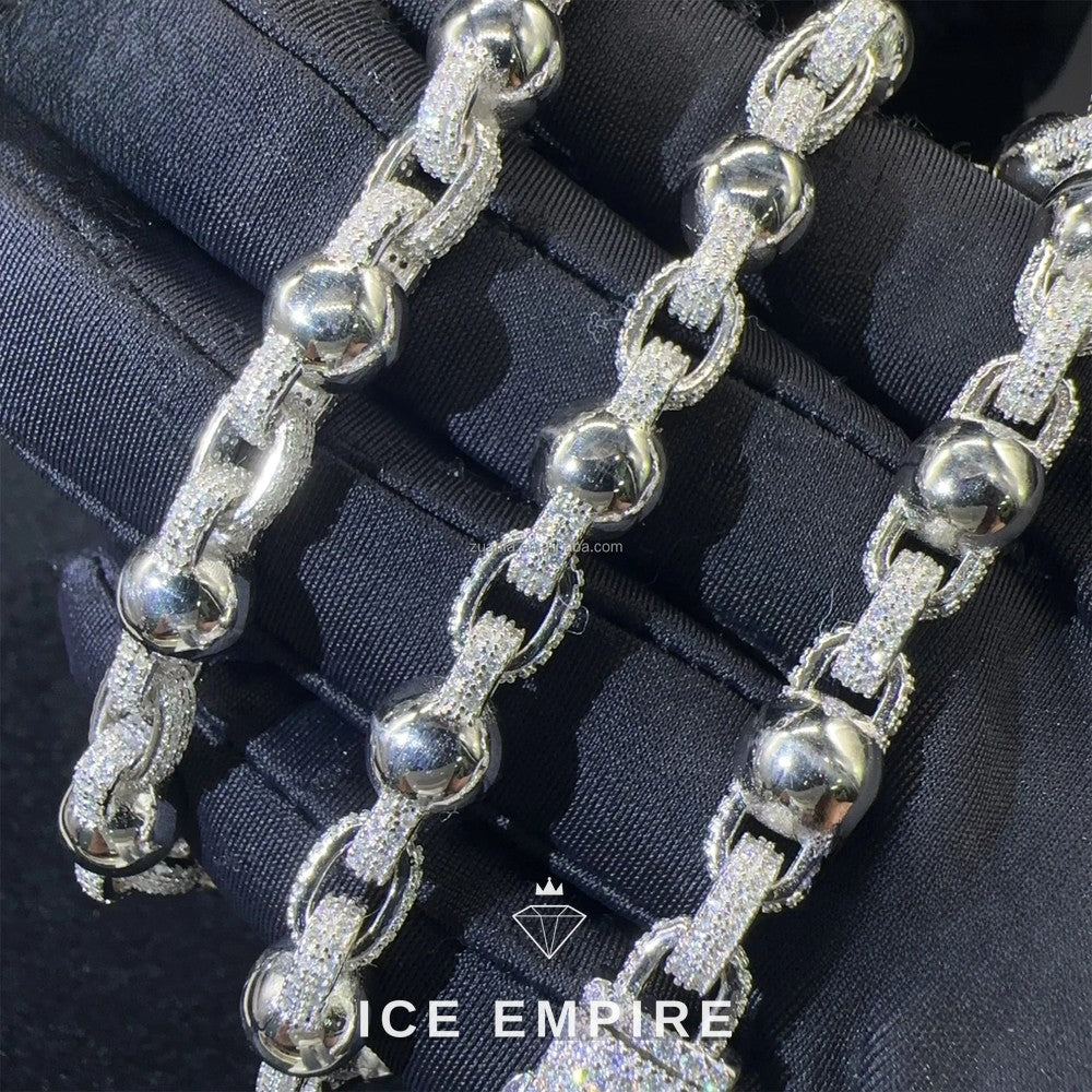 Iced Out 925 Silver Moissanite Cuban Chain