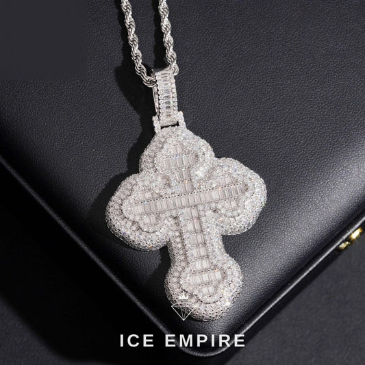 Iced Out Cross 925 Silver Moissanite Pendant