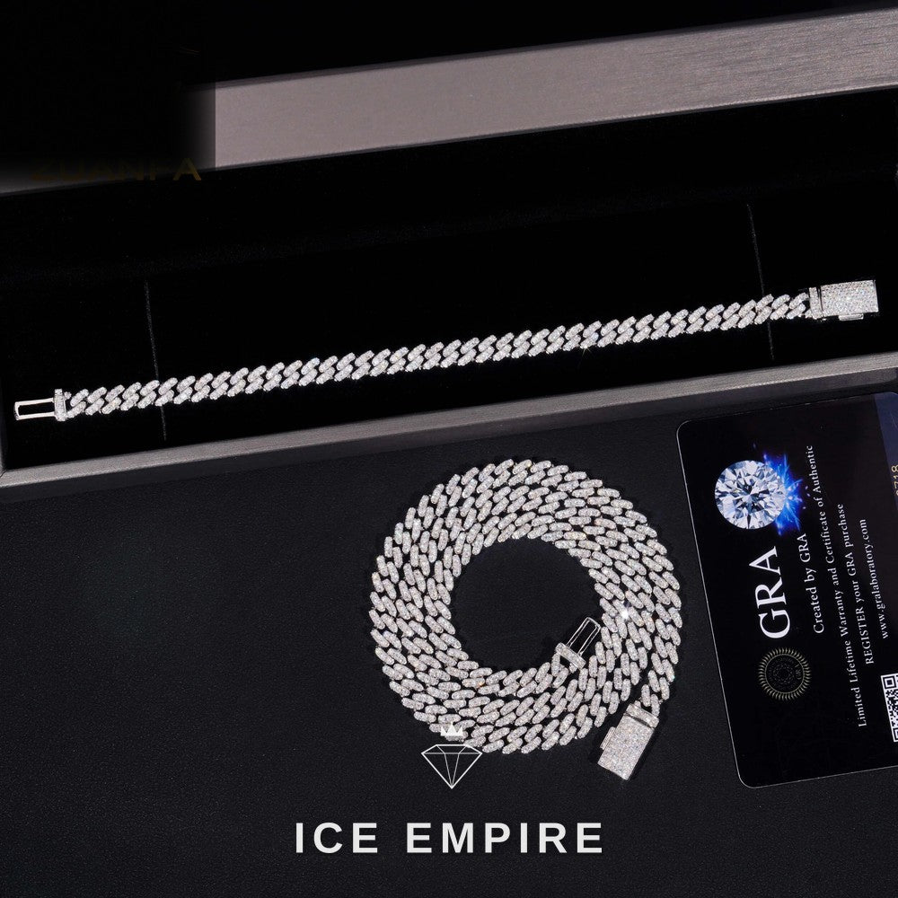 Iced Out 925 Silver Moissanite Cuban Chain